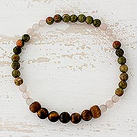 Multi-gemstone beaded stretch bracelet, 'Experience Nature'