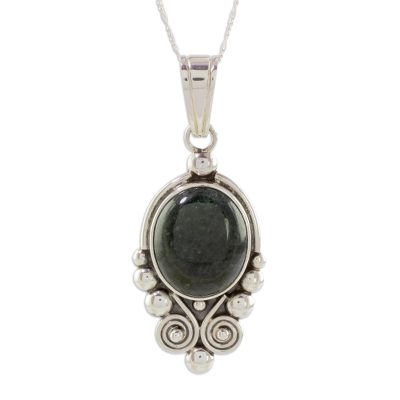 Jade pendant necklace, 'Beautiful Paola' - Natural Jade and Silver Pendant Necklace from Guatemala