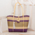 Recycled plastic tote, 'Pleasing Combination' - Recycled Plastic Tote in Cornsilk and Purple thumbail
