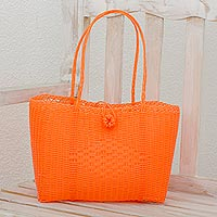 Recycled plastic tote, Undeniable Beauty in Tangerine