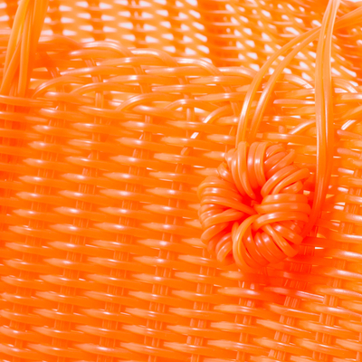 Recycled plastic tote, 'Undeniable Beauty in Tangerine' - Handwoven Recycled Plastic Tote in Tangerine from Guatemala