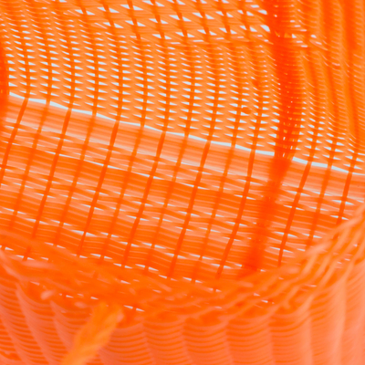 Recycled plastic tote, 'Undeniable Beauty in Tangerine' - Handwoven Recycled Plastic Tote in Tangerine from Guatemala