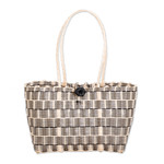 Handwoven tote, 'Delightful Day in Black' - Handwoven Tote in Black and Pale Yellow from Guatemala
