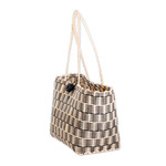 Handwoven tote, 'Delightful Day in Black' - Handwoven Tote in Black and Pale Yellow from Guatemala