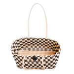 Handwoven tote, 'Delightful Day in Black' - Handwoven Tote in Black and Pale Yellow from Guatemala