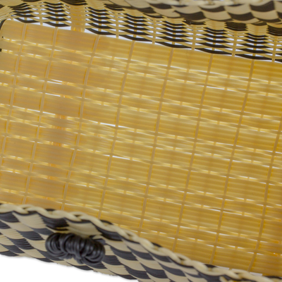 Handwoven tote, 'Delightful Day in Black' - Handwoven Tote in Black and Pale Yellow from Guatemala