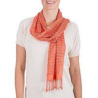 Icon Collection Brown Orange Lightweight Fall Pumpkin And Leaves Infinity Scarf
