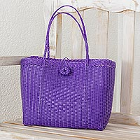 Handwoven tote, 'Undeniable Beauty in Purple' - Handwoven Eco Friendly Tote in Purple from Guatemala