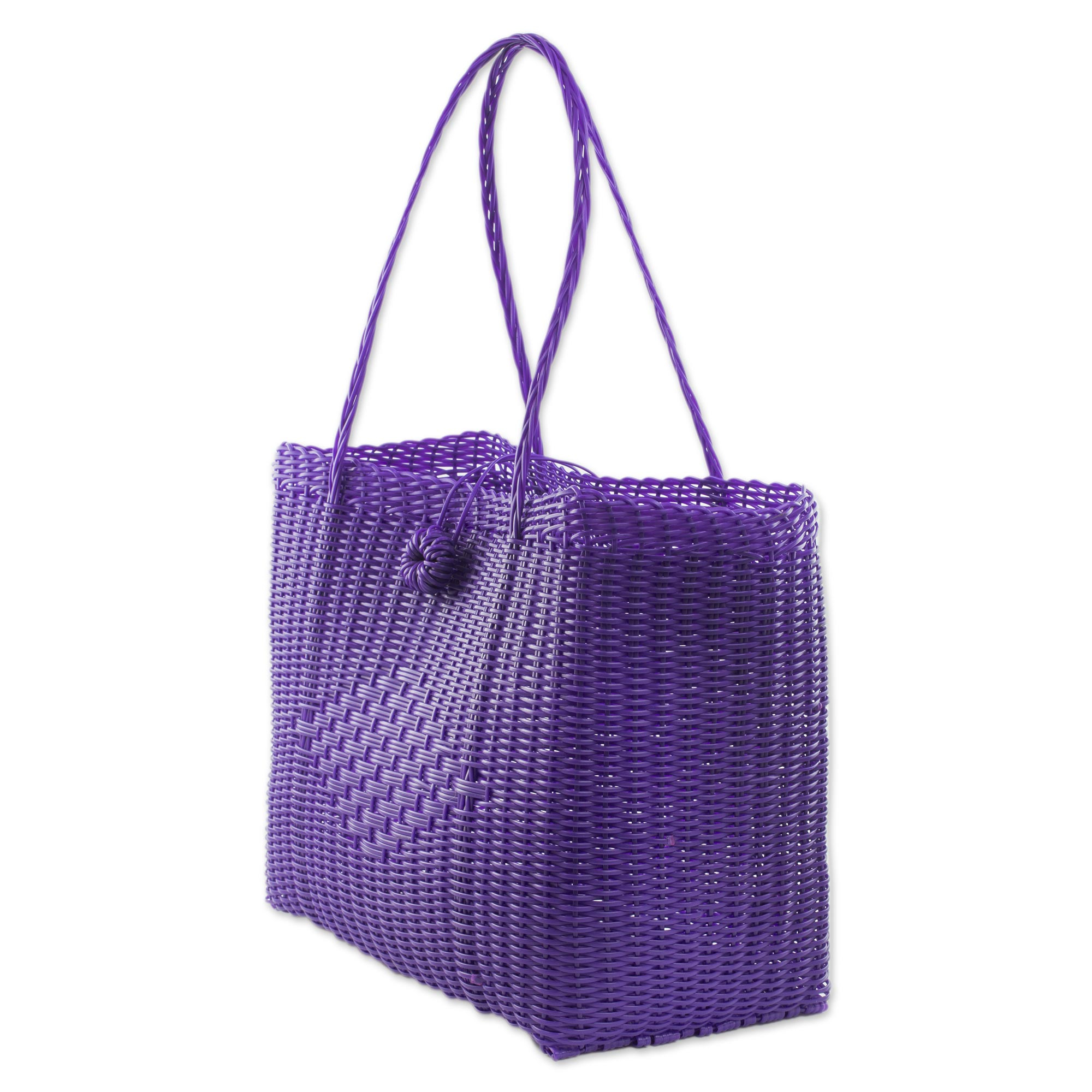 Handwoven Recycled Plastic Tote in Purple from Guatemala - Undeniable ...
