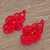 Dangle earrings, 'Passion For History' - Hand-Tatted Dangle Earrings in Poppy from Guatemala