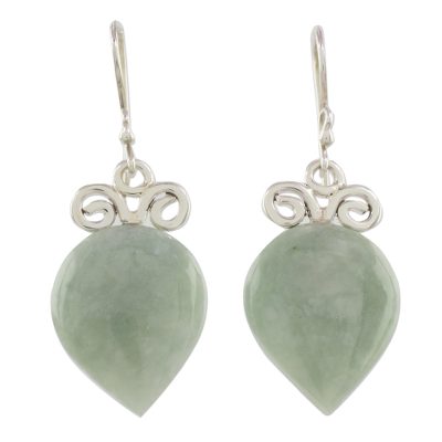 Jade dangle earrings, 'Skyward Drops' - Teardrop Jade Dangle Earrings Crafted in Guatemala