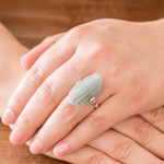 Jade cocktail ring, 'Maya Virtue in Light Green' - Light Green Jade and Silver Cocktail Ring from Guatemala