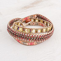Featured review for Glass beaded wrap bracelet, Country Land