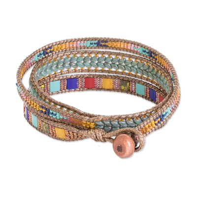 Wickelarmband aus Glasperlen - Mehrfarbiges Wickelarmband aus Glasperlen aus Guatemala