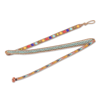 Wickelarmband aus Glasperlen - Mehrfarbiges Wickelarmband aus Glasperlen aus Guatemala