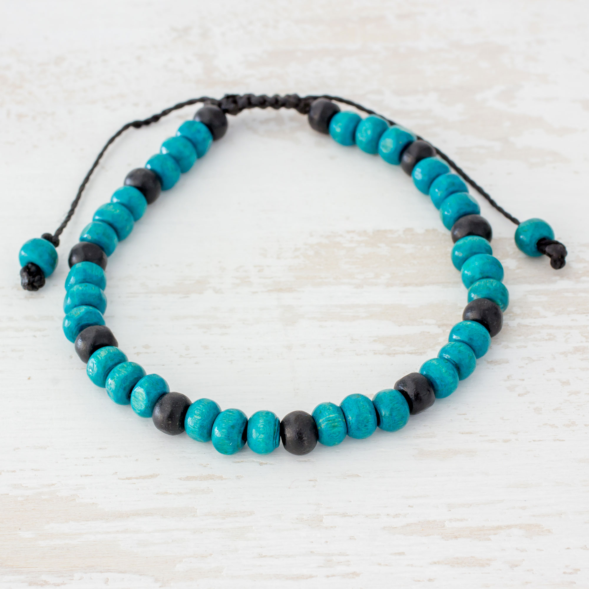 UNICEF Market | Pinewood Beaded Bracelet in Turquoise from Guatemala ...