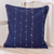 Cotton cushion cover, 'Thoughts on Blue' - 100% Cotton Dark Blue Cushion Cover with Gray and Blue Lines thumbail