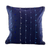 Cotton cushion cover, 'Thoughts on Blue' - 100% Cotton Dark Blue Cushion Cover with Gray and Blue Lines