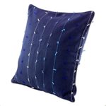 Cotton cushion cover, 'Thoughts on Blue' - 100% Cotton Dark Blue Cushion Cover with Gray and Blue Lines
