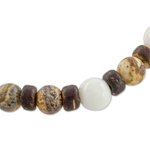 Jasper and jade beaded stretch bracelet, 'Brown Combination' - Jasper Jade and Coconut Shell Beaded Bracelet from Guatemala