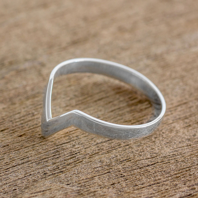 Sterling silver band ring, 'Beauty and Sensibility' - Sterling Silver Pointed Band Ring from Guatemala
