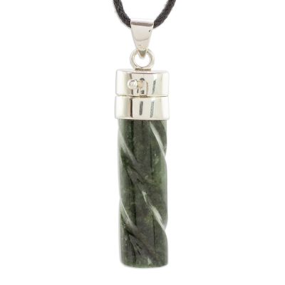 Jade locket necklace, 'Forever Message of Love' - Guatemalan Green Jade and Sterling Silver Locket Necklace