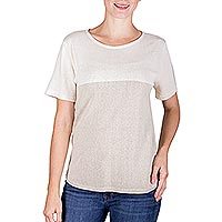 Natural cotton top, 'Quiet Whisper' - Natural Undyed Cotton Knitted Pullover Top for Women