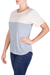 Natural cotton top, 'Cloud Whisper' - Natural Cotton and Recycled Denim Pullover Top for Women (image 2b) thumbail