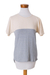 Natural cotton top, 'Cloud Whisper' - Natural Cotton and Recycled Denim Pullover Top for Women (image 2d) thumbail