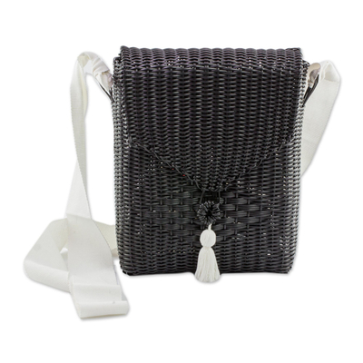 Handwoven Recycled Plastic Sling in Black from Guatemala