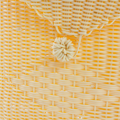 Bolso bandolera tejido a mano - Bolso bandolera reciclado amarillo pálido tejido a mano de Guatemala