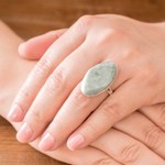 Jade cocktail ring, 'Green Maya Mystique' - Sterling Silver and Light Green Jade Cocktail Ring