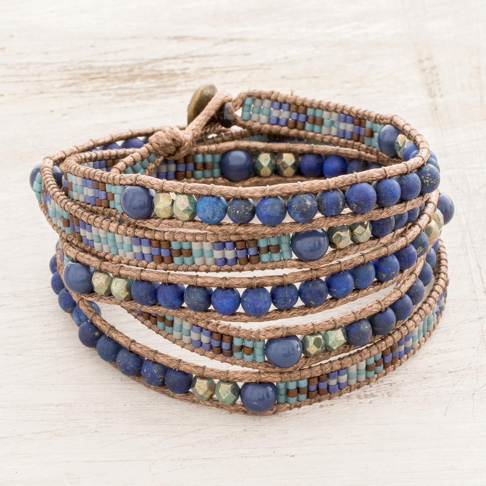 Blue And Turquoise Lapis Lazuli Gl Bead Wrap Bracelet Lake Treasure Blue And Turquoise Lapis Lazuli Gl Bead Wrap Bracelet Lake Treasure