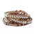 Glass beaded wrap bracelet, 'Beachcomber' - Turquoise and Beige Guatemalan Glass Beaded Wrap Bracelet