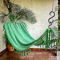 Cotton hammock, 'Forest Trail' (single)