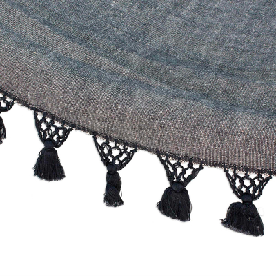 Baumwollhängematte, (einzeln) - Handgewebte Einzelhängematte aus Baumwolle in Graphit aus Guatemala