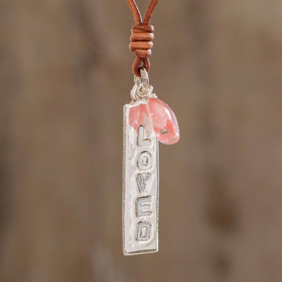 Rose quartz pendant necklace, 'Loved' - Romantic Rose Quartz Pendant Necklace from Guatemala