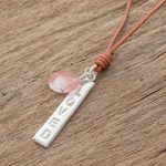 Rose quartz pendant necklace, 'Loved' - Romantic Rose Quartz Pendant Necklace from Guatemala