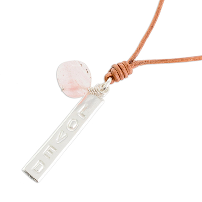 Rose quartz pendant necklace, 'Loved' - Romantic Rose Quartz Pendant Necklace from Guatemala