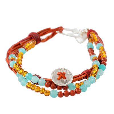 Fine Silver and Jasper Beaded Bracelet from Guatemala