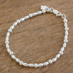 Sterling silver beaded bracelet, 'Gleaming Combination' - High-Polish Sterling Silver Beaded Bracelet from Guatemala