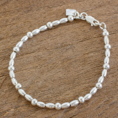 Sterling silver beaded bracelet, Gleaming Combination