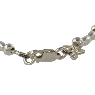 Perlenarmband aus Sterlingsilber, 'Glanzkombination' - Hochglanzarmband aus Sterlingsilber mit Perlen aus Guatemala