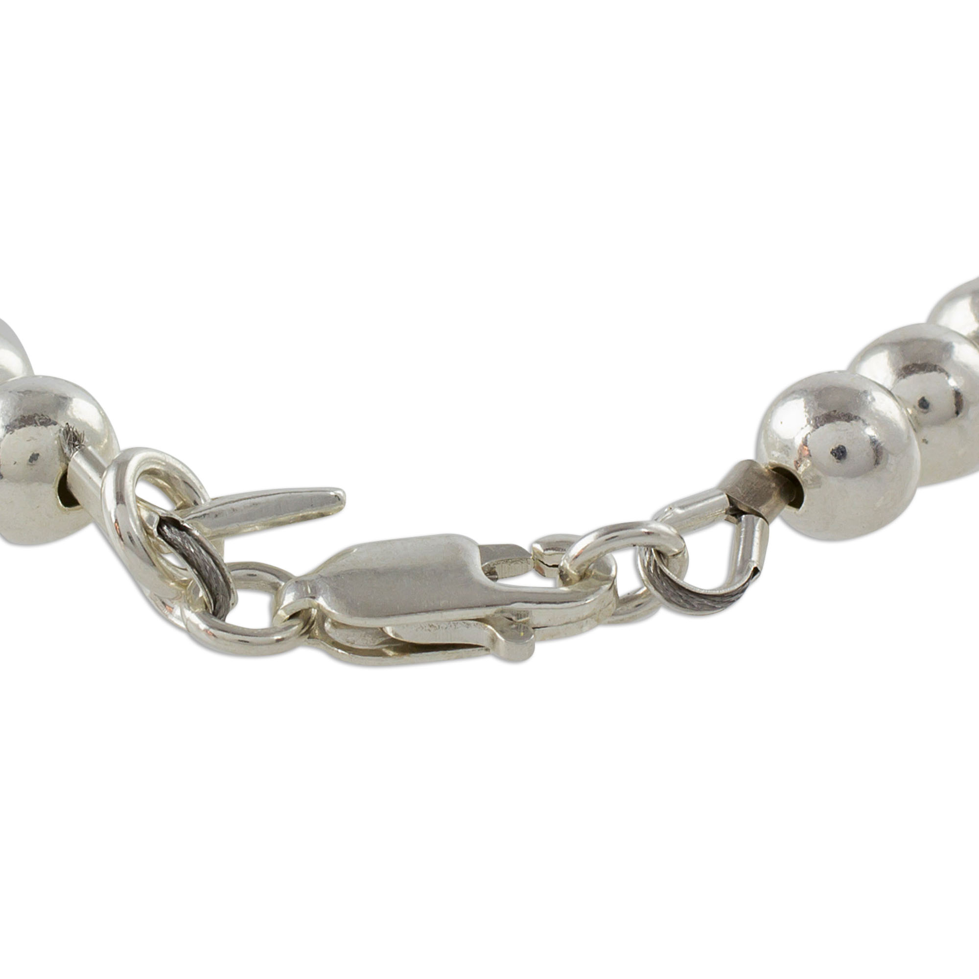 Gleaming Sterling Silver Beaded Bracelet from Guatemala - Beauty in ...