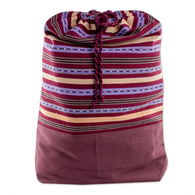 Striped Cotton Backpack in Bordeaux from Guatemala