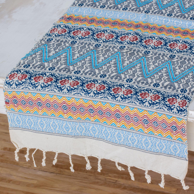 multi coloured table runner