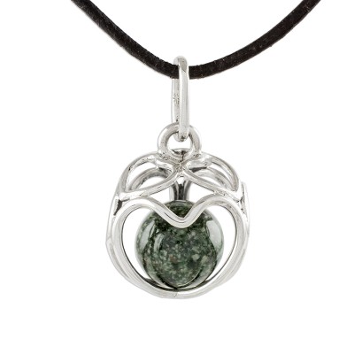 Jade pendant necklace, 'Held by Love' - Heart Motif Jade Pendant Necklace from Guatemala