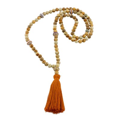 Jasper and Recycled Paper Beaded Necklace from Guatemala