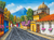 Calle Colonial - Pintura al óleo de colores de la ciudad guatemalteca de Antigua