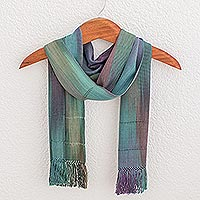 Rayon scarf, 'Smooth Breeze' - Handwoven 100% Rayon Wrap Scarf from Guatemala